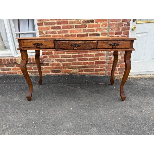 Vintage French Provincial Rustic Farmhouse Style Three Drawer Console Table/ Table Desk For Sale - Image 13 of 13