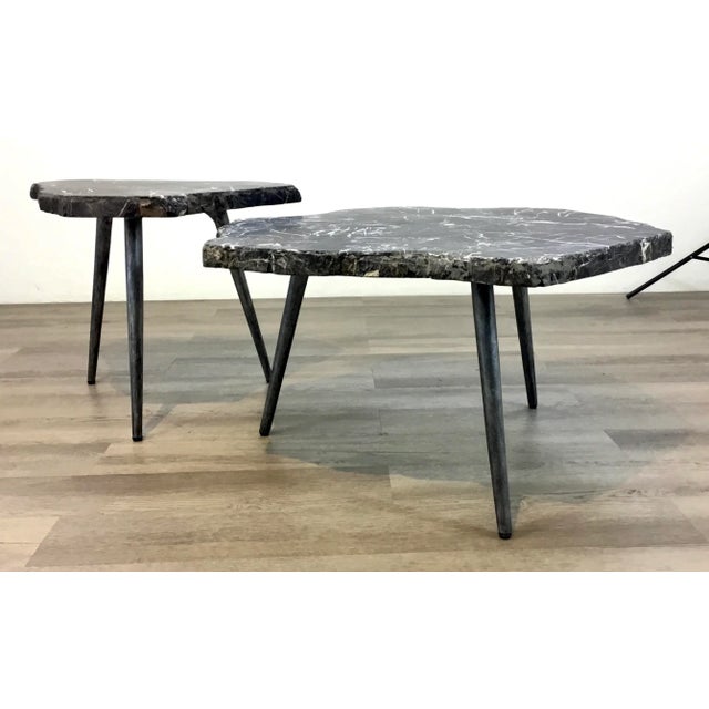 Arteriors Modern Black Stone Tashi Bunching Cocktail Tables Set of Two For Sale In Atlanta - Image 6 of 6