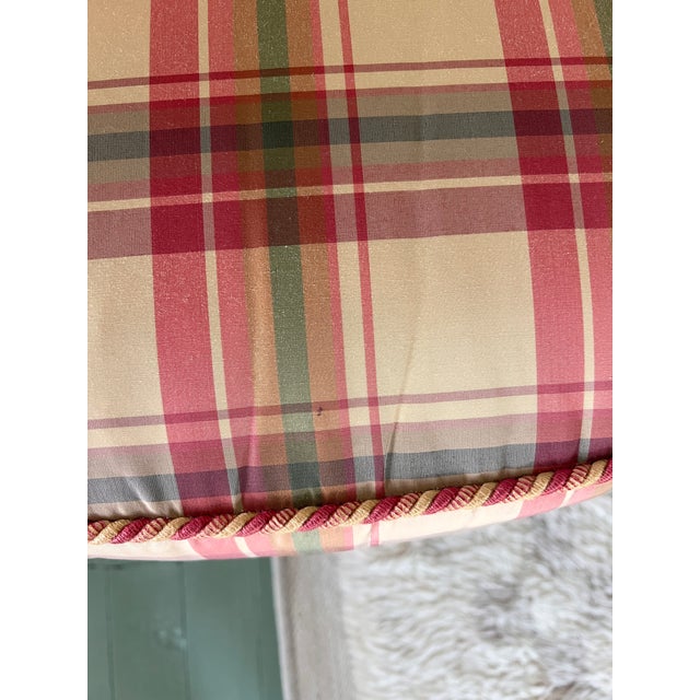 Vintage Madras Plaid Silk Upholstered Accent Chair Made by Owners Select HighPoint North Carolina, Pink Plaid Silk Chair Custom Made For Sale - Image 12 of 18