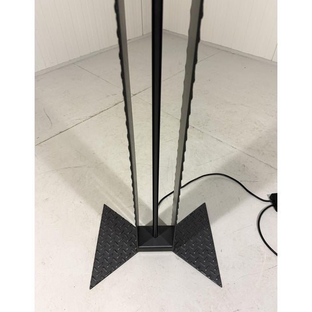 Italian Floor Lamp in Steel Tear Plate and Glass, 1980s For Sale - Image 13 of 18