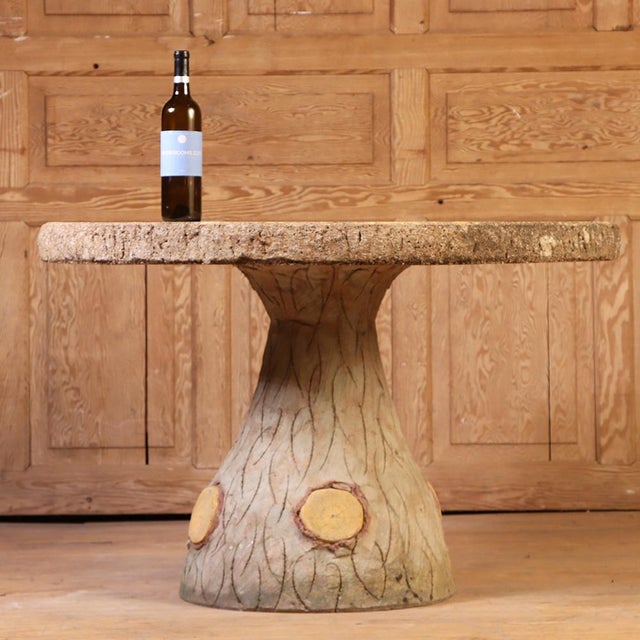 Mid-Century Modern French Cast Stone Faux Bois Garden Table, C. 1960 For Sale - Image 3 of 6