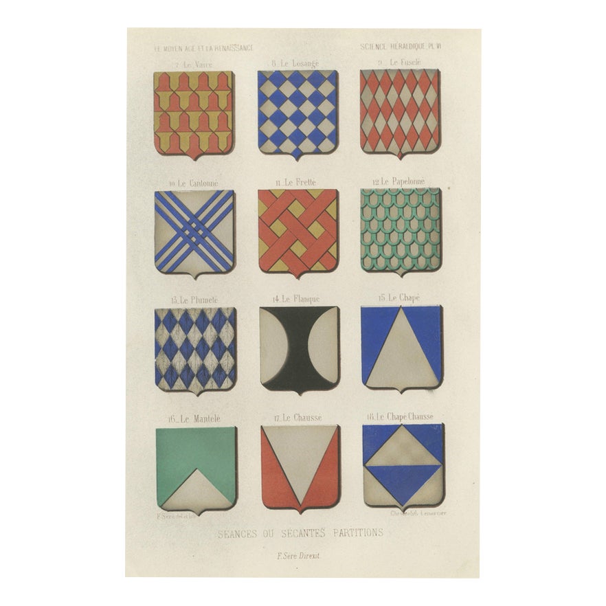Secant Partitions in Heraldry, 1851, Paper | Chairish