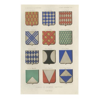 Secant Partitions in Heraldry, 1851, Paper For Sale