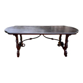 18th Century Italian Walnut and Iron Dining Table For Sale
