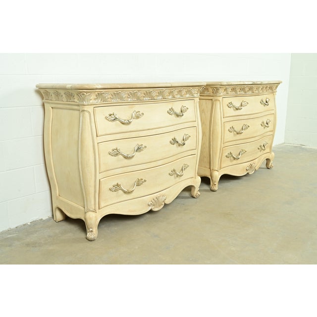Henredon French Rococo Louis XV Carved Oak and Silver Gilt Marble Top Commode or Chest of Drawers For Sale - Image 17 of 18