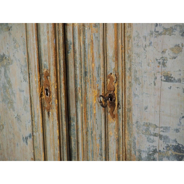 Monumental 18th Century Hand Scraped and Painted French Buffet Deux Corps Bibliotheque For Sale - Image 12 of 18