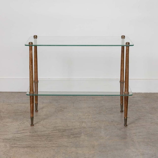French Wood and Glass Two-Tier Side Table For Sale - Image 4 of 15