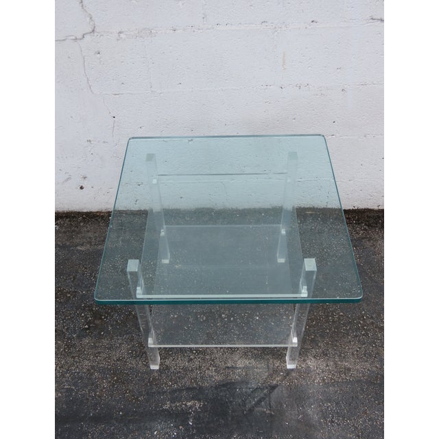 Hollywood Regency Hollywood Regency Lucite Glass Top Side End Table 6382 For Sale - Image 3 of 15