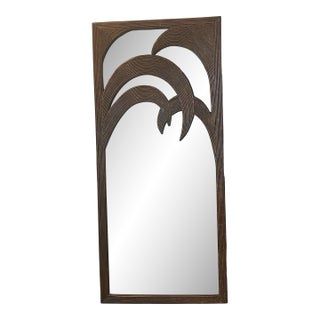 Large Floor Length Rattan Palm Tree Mirror by Vivai Del Sud. Italy, 1970s For Sale
