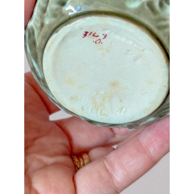 Antique Wedgwood Majolica Seashell Creamer Pitcher – Turquoise Interior, Victorian Seaweed Pattern (C. 1870s) For Sale - Image 9 of 10