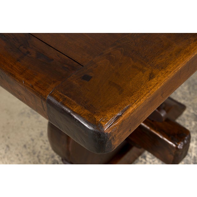 19th Century French Provincial Walnut Dining Table With Trestle Base For Sale - Image 12 of 18