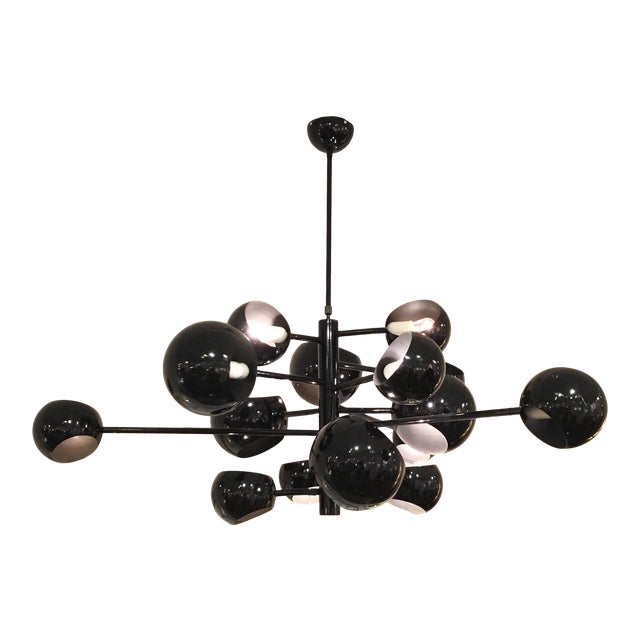 MidCentury Modern Style Black Chandelier After Stilnovo Chairish