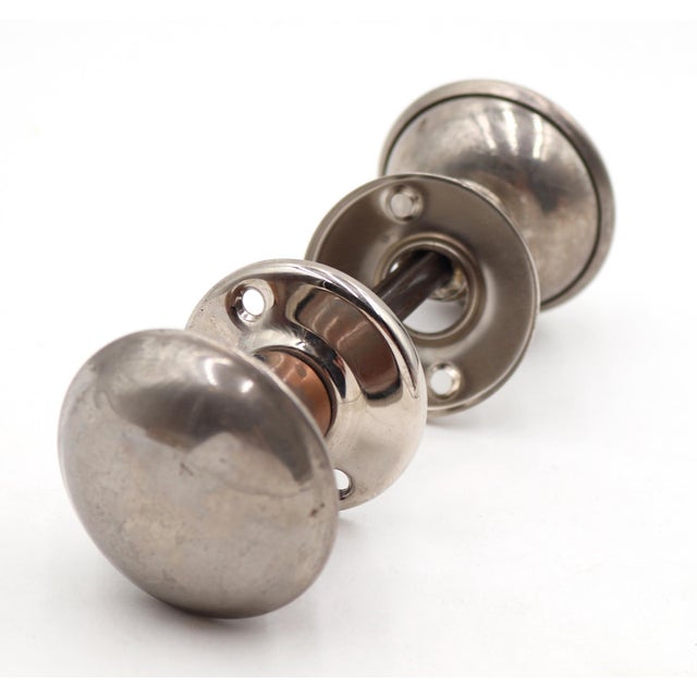 Mid 20th Century Vintage 2.25 In. Polished Nickel Passage Door Knob Set For Sale - Image 5 of 5