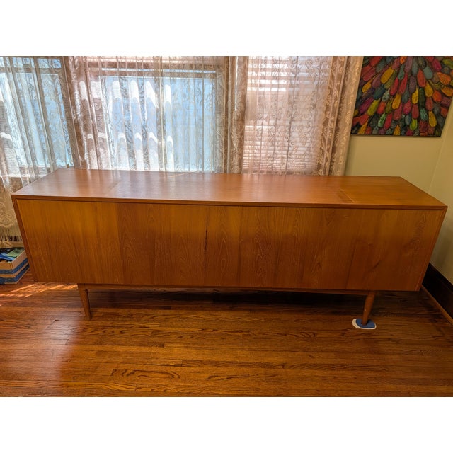 Burnt Umber 1960s Danish Credenza With Display Hutch Top For Sale - Image 8 of 12