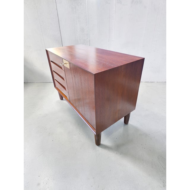 Wood Small Walnut Sideboard with Drawers, Italy, 1960s For Sale - Image 7 of 8
