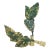 Pair of Vintage Italian Tole Leaf Finials, Gold Leaf Emerald Green Brass Base For Sale