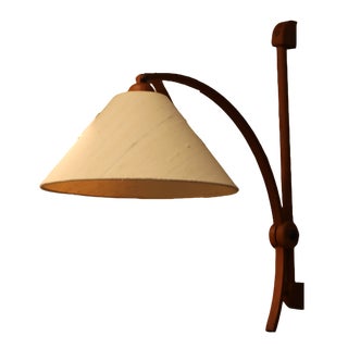 Domus Wall Lamp in Teak with Light Beige Lampshade, 1960s For Sale