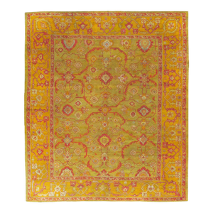 Vintage Turkish Oushak 10' x 13' Room Size Rug in Acid Green