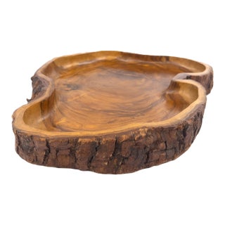 Hand-Carved Peruvian Olive Wood Tray With Live Sculptural Edges For Sale