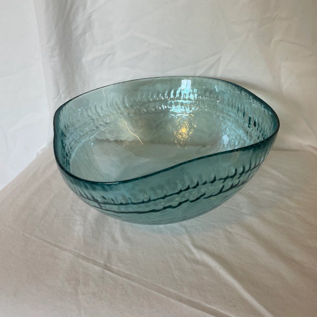 Yalos Casa 1960s Yalos Casa Murano Blue Sky Iridescent Glass Bowl For Sale - Image 4 of 11