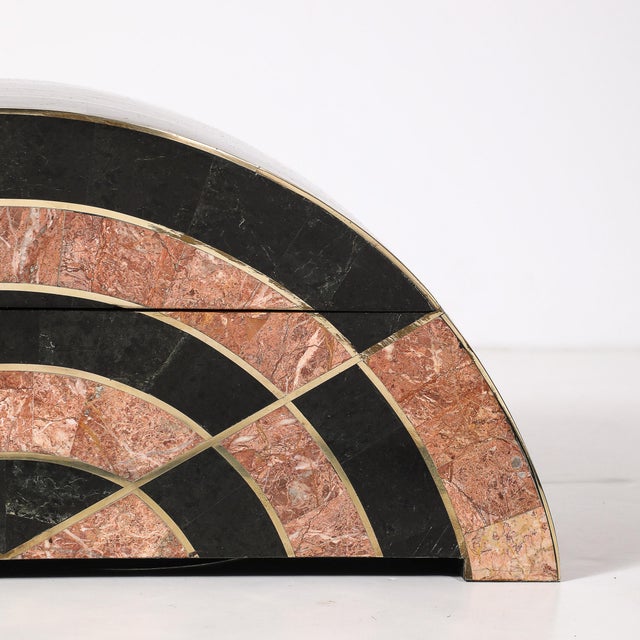 Stone Mid-Century Tessellated Marble Demilune Box by Celerie Kemble for Maitland Smith For Sale - Image 7 of 13