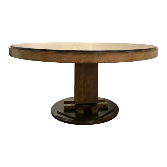 Henredon Modern Oak Finished Round Dining Table Chairish
