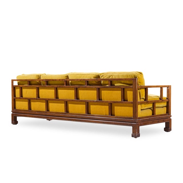 Wood Michael Taylor for Baker Furniture Far East Collection Mid Century Walnut Sofa For Sale - Image 7 of 10