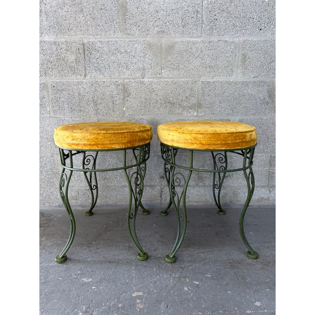 A Pair of Vintage Mid-Century Modern Wrought Iron Bench / Foot Stools. Circa 1960s For Sale - Image 10 of 18