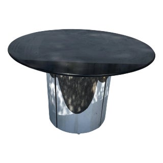 Modernist Chrome And Marble Top Drum Table For Sale
