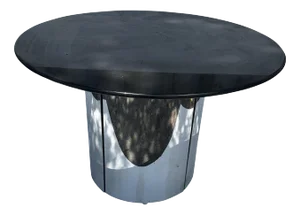 Modernist Chrome And Marble Top Drum Table