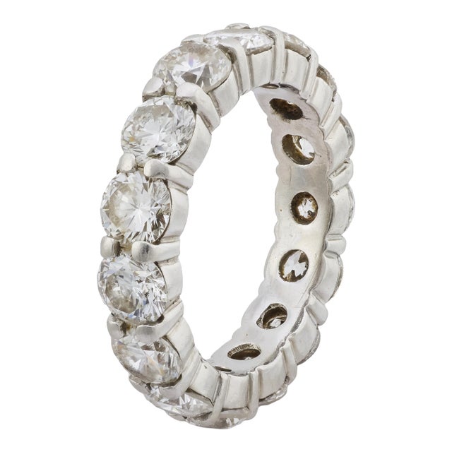 Vintage 5.00 Carat Diamond Platinum Eternity Band, Size 6 For Sale