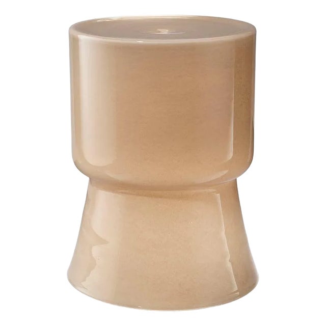 Jamie Young Huntington Garden Stool in Taupe For Sale