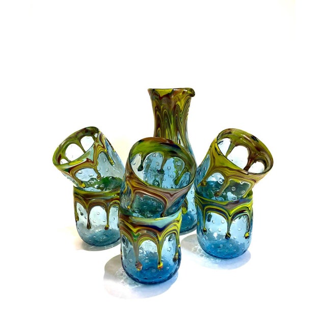 Glass Drinking Set by Maryana Iskra for Ribes Studio, Set of 7 For Sale - Image 7 of 18