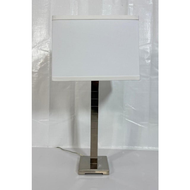 Modern Marian Jamieson "Cube" Table Lamp Polished Nickel Modernist Design For Sale - Image 3 of 17