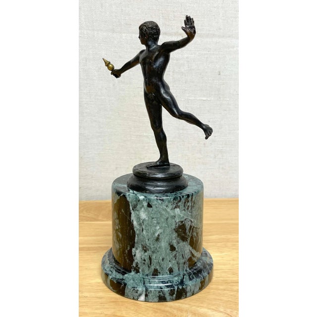 Late 19th Century Diminutive Grand Tour Bronze 'Balancing Faun' on Marble Pedestal - A Pair For Sale - Image 12 of 13
