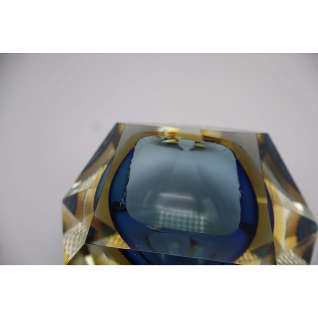 Blue Murano Glass Diamond Ashtray by Flavio Poli for Seguso, 1960s For Sale - Image 8 of 9