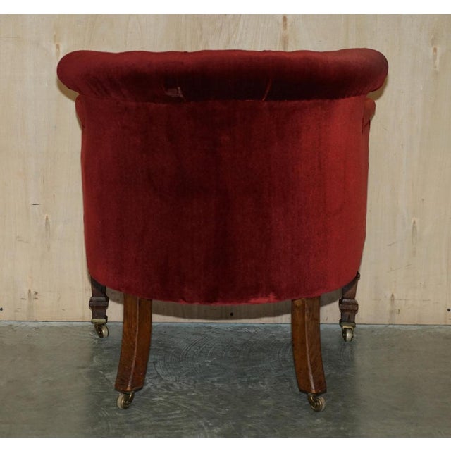 Regency Lions Head Carved Oak Armchair with Oxblood Velour Upholstery, 1810s For Sale - Image 15 of 17