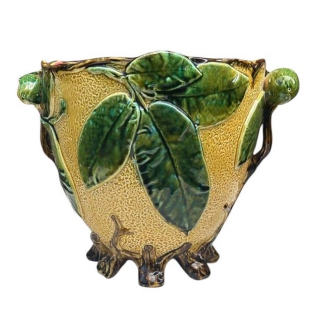 19th Century French Majolica Chesnut Jardinière Onnaing For Sale - Image 9 of 11