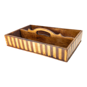 19th Century English Scottish Treenware Banded Inlay Tray