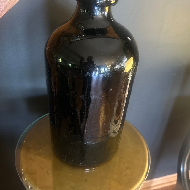French Large Antique French Dark Amber Apothecary Bottle For Sale - Image 3 of 5
