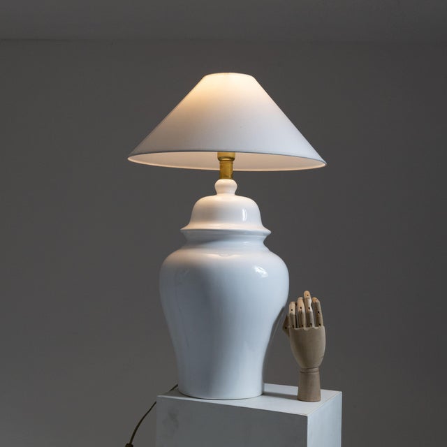 Textile White Table Lamp by Tommaso Barbi, 1970s For Sale - Image 7 of 8