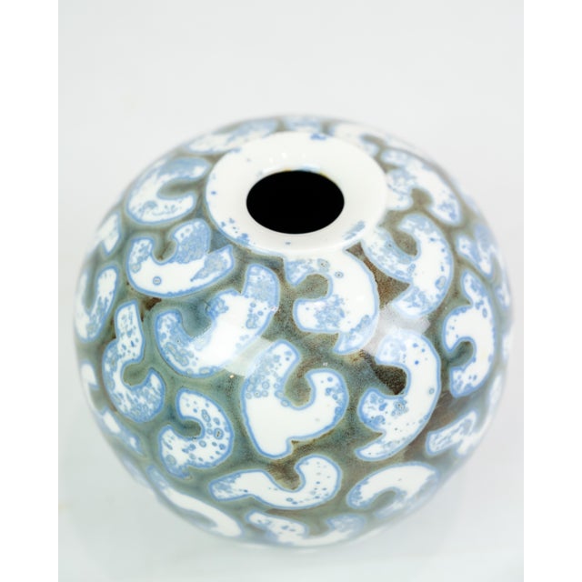 Ceramic Vase with Blue and White Pattern by Peter Weiss, 1990s For Sale - Image 4 of 7