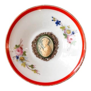 Little Relics No. 22 Original Mixed Media Assemblage Cameo on Vintage Porcelain Saucer by Dorothy Art For Sale