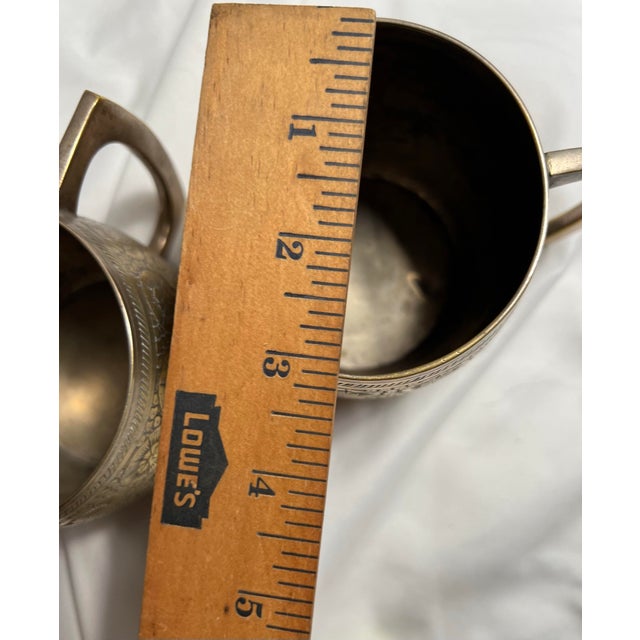 Vintage Brass Tankards or Mugs a Pair For Sale In Savannah - Image 6 of 9