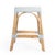 2020s Robias 24.5 in. Seat Height Rectangular Rattan Backless Counter Stool with Footrest, White/Sky Blue Dot / Natural Rattan Frame For Sale - Image 5 of 9