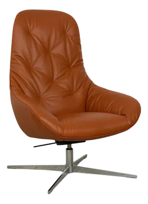 Meg Swivel Armchair in Brown Leather from Rolf Benz