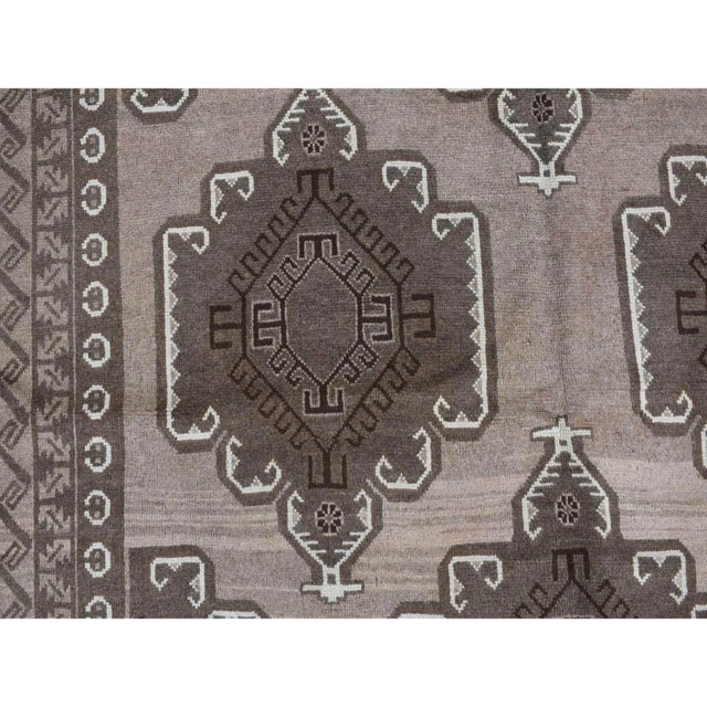 1960 6'3"x9'10" Gray Earthtone Color Vintage Afghan Balooch Hand Knotted All Wool Rug For Sale - Image 10 of 11