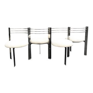 Post Modern 3-Leg Chrome Dining Chairs - Set of 4 For Sale