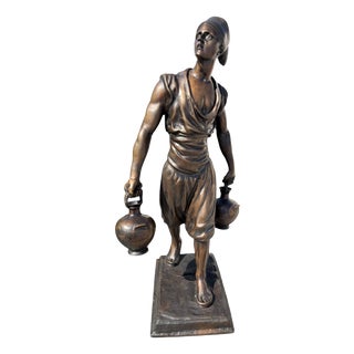 Large Sculpture Depicting a Water Carrier, 1950s, Bronze For Sale