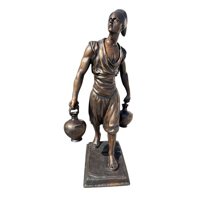 Large Sculpture Depicting a Water Carrier, 1950s, Bronze For Sale
